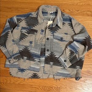 NWT la miel Aztec print shirt jacket sz large L